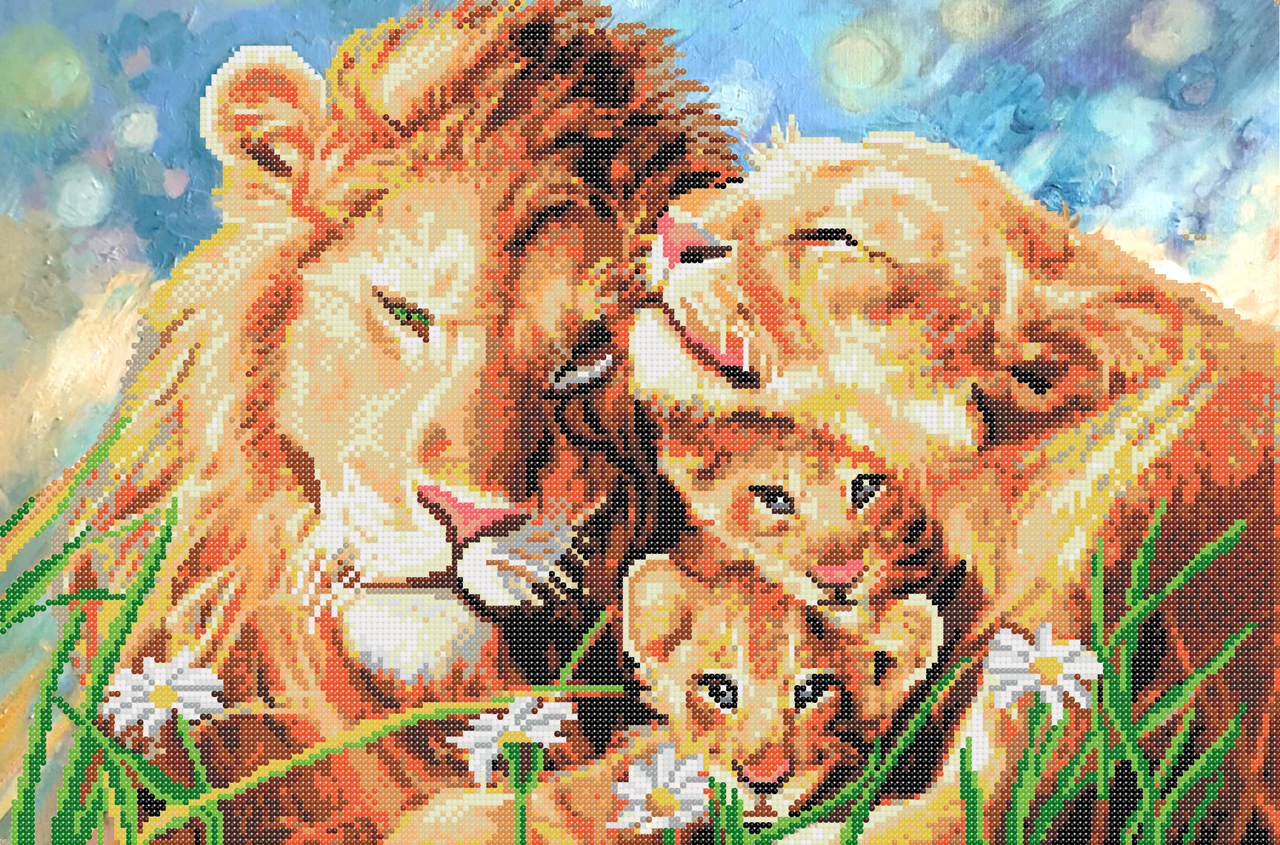 Схема для вишивки бісером ,, Родина левів ,,, фото 1