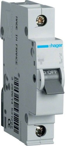 Автоматичний вимикач Hager (1p, 16 А) MB116A, фото 1
