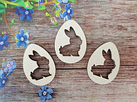 Пасхальный деревянный декор "Кролик", 40х30 мм, цвет белый, 1шт.