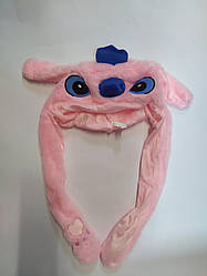 Шапка з вухами, що рухаються, рожеві з очима