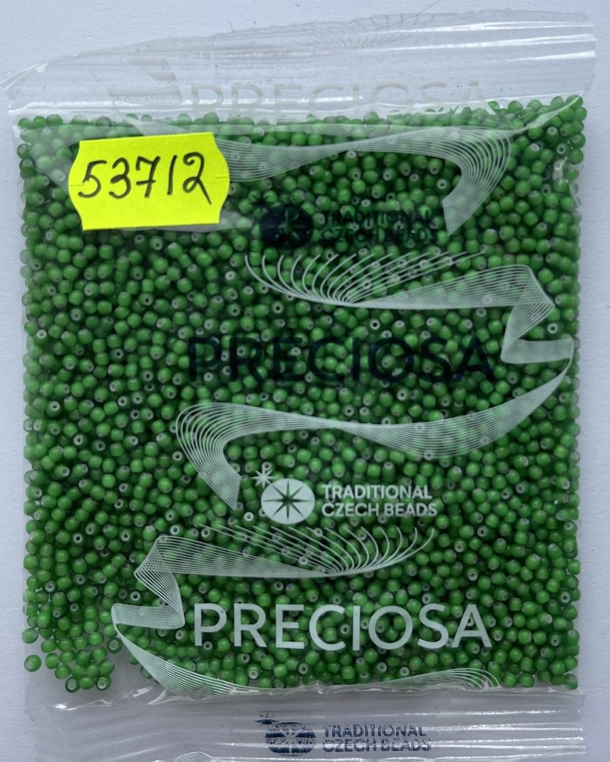 Бісер 10/0, No 53712 зелений з білою серединкою (пап.50 грамів)