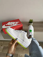 Чоловічі / жіночі кросівки Nike Air Force 1 White & Green low | Найк Аір Форс 1 Білі і Зелені Низькі