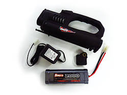 B7026S1 Estarter Combo Set For 1:10 Nitro Gas Car Estarter w/Drillplate, 7.2V 2000mAH Battery, and C amc