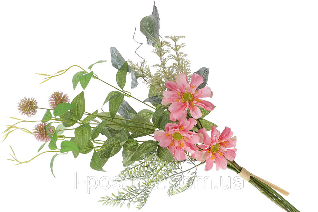 Рожевий декоративний букет хризантем 50 см для вази, фото 1