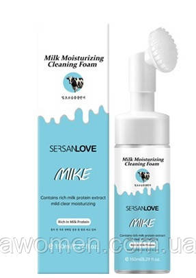 Уценка! Пінка мус для вмивання Sersanlove Milk зі щіточкою 150 g (екстракт молока) м'ята коробка!