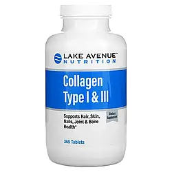 Lake Avenue Nutrition, гідролізований колаген типів 1 і 3, 1000 мг, 365 таблеток