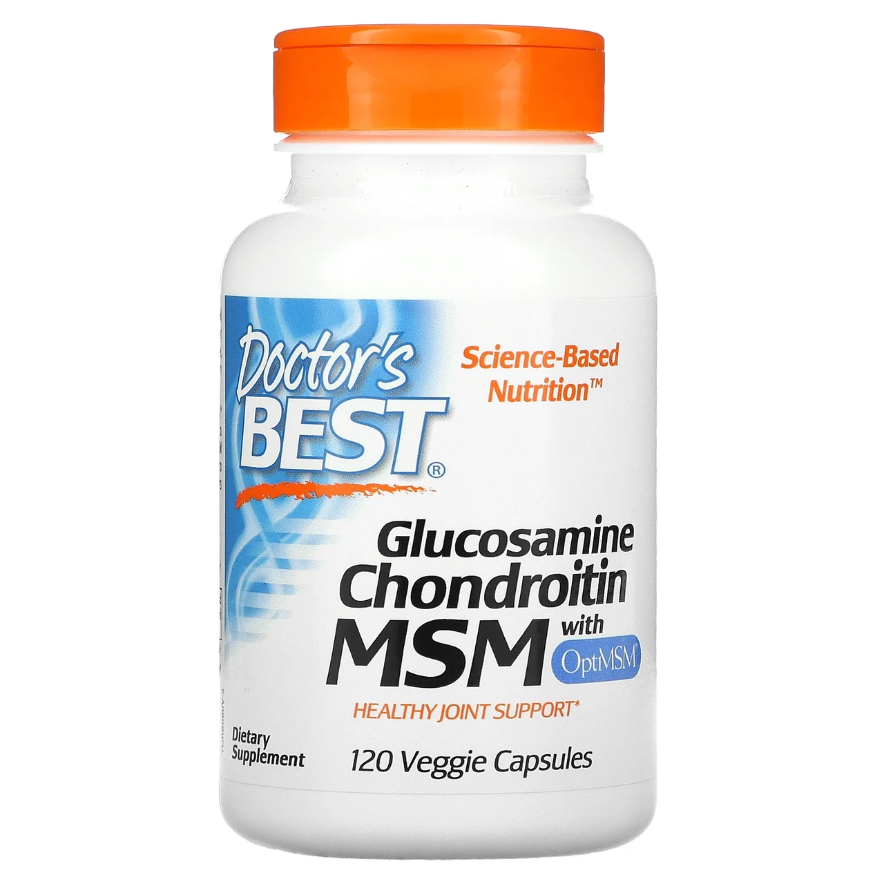 Doctor's Best, глюкозамін, хондроїтин та МСМ з OptiMSM, 120 рослинних капсул