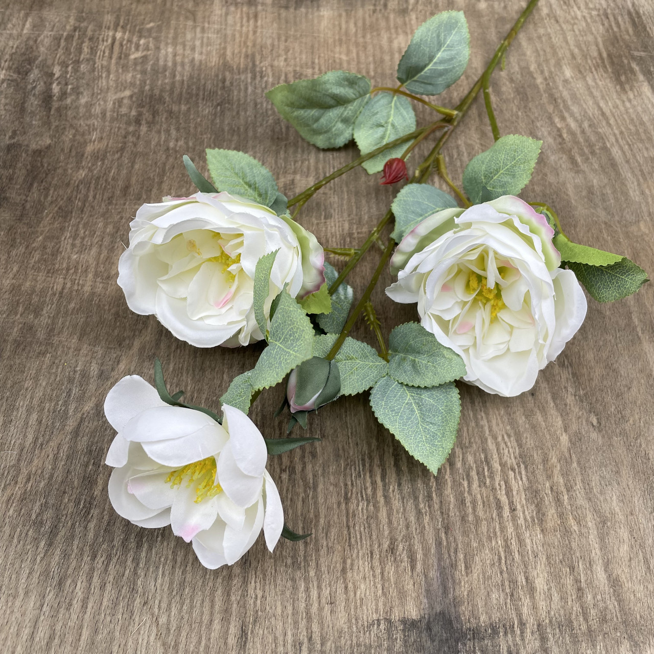 Штучна гілка Троянди Остін 75 см білий, фото 1