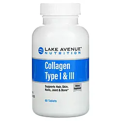 Lake Avenue Nutrition, гідролізований колаген типів 1 і 3, 1000 мг, 60 таблеток