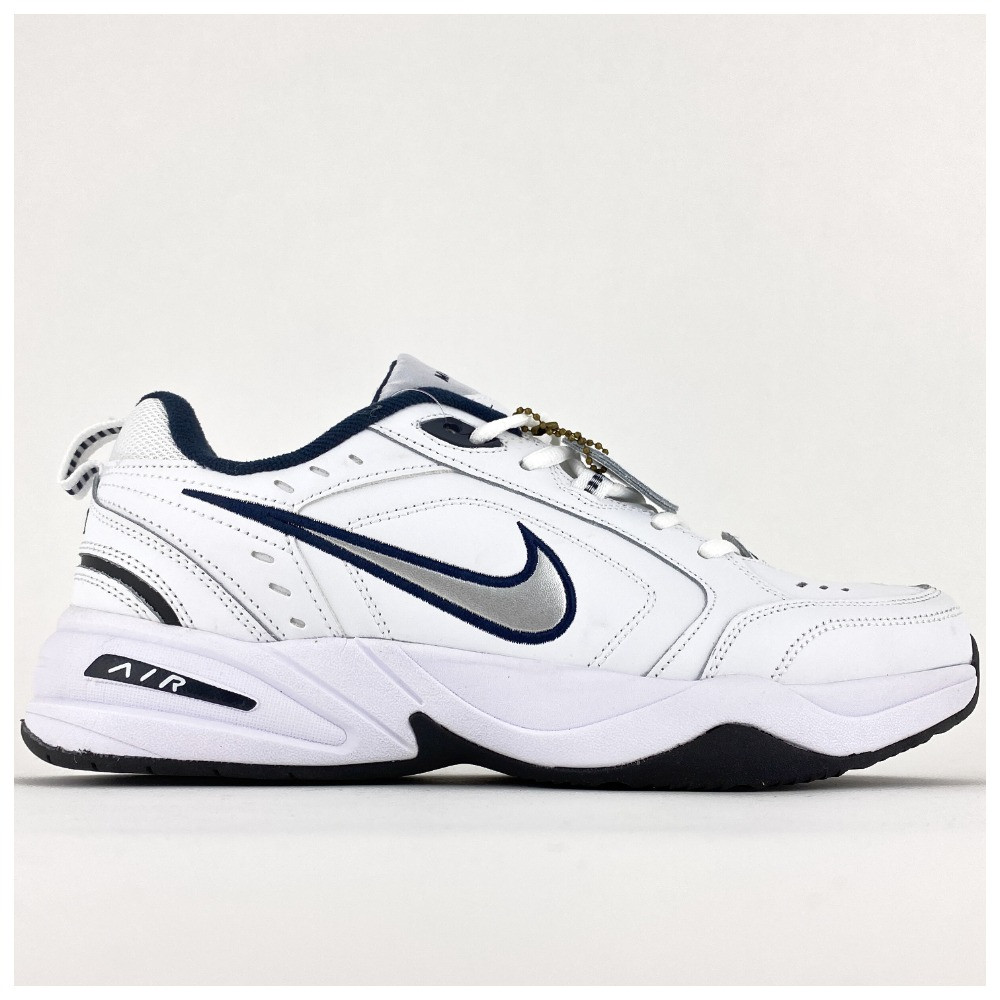 Чоловічі кросівки Nike Air Monarch IV White Blue, білі шкіряні кросівки найк аір монарх 4 аїр, фото 1