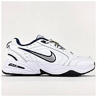 Мужские кроссовки Nike Air Monarch IV White Blue, белые кожаные кроссовки найк аир монарх 4