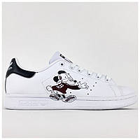 Женские кроссовки Adidas Stan Smith x Disney White Black, белые кожаные кроссовки адидас стэн смит дисней