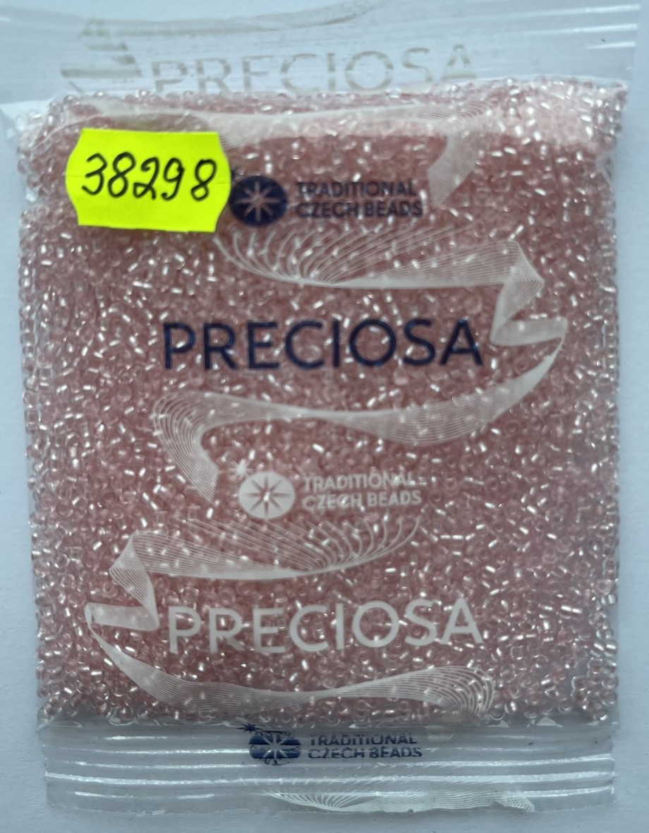 Бісер 10/0, колір No38298 (уп.50 грамів) світло-рожевий прозорий, пофарбований усередині