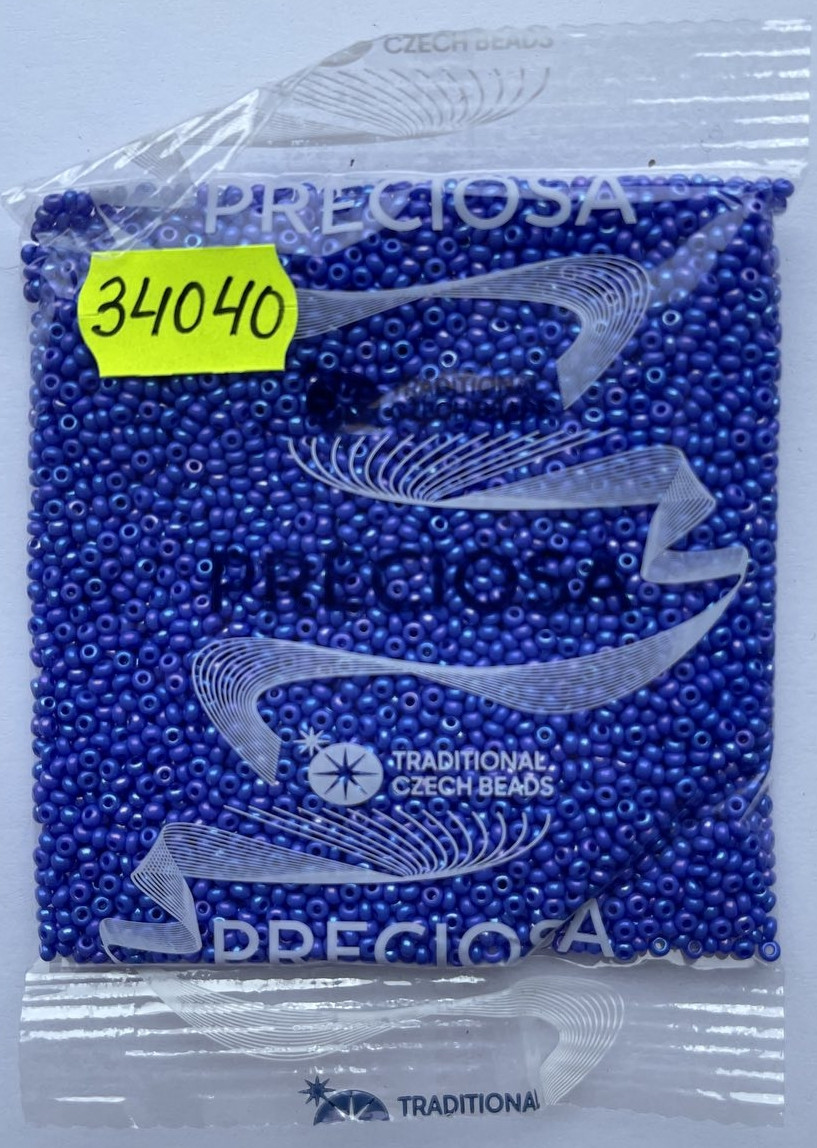 Бісер 10/0, колір No34040 (пап.50 грамів) глянсовий синій райдужний