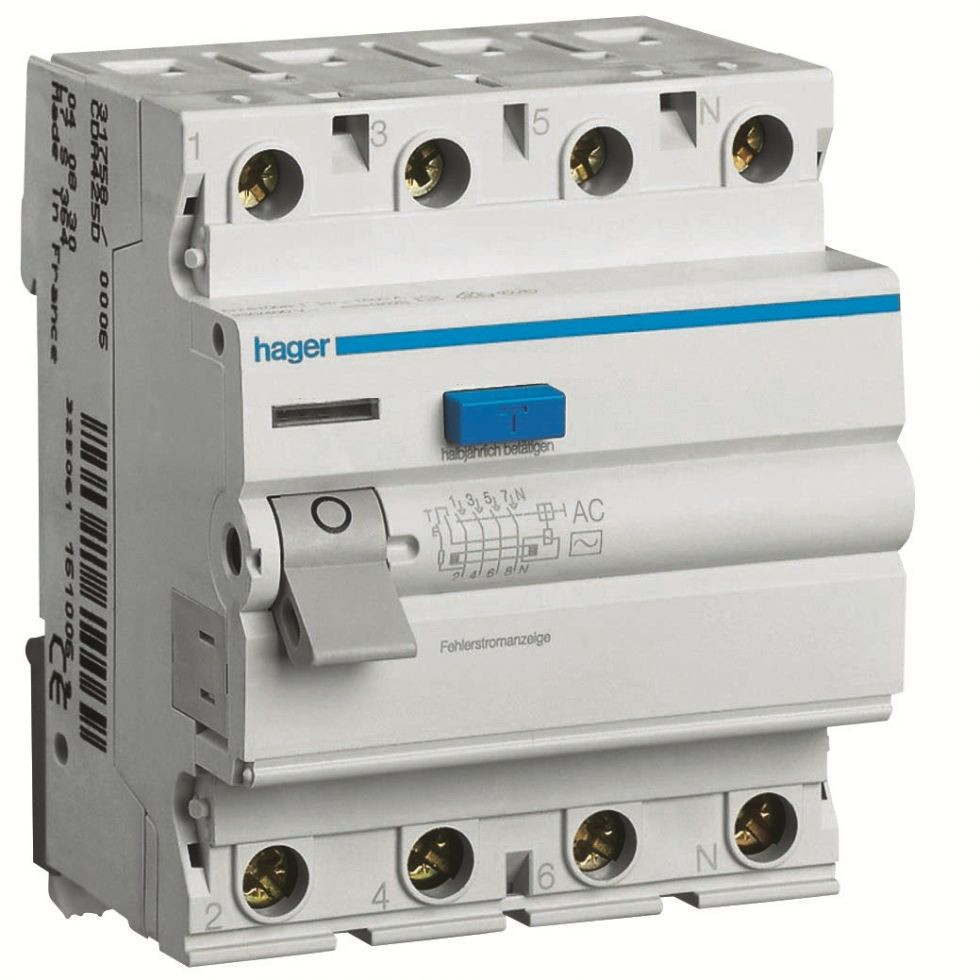 УЗО (4x40A, 300 mA, AC) Hager CF441J, фото 1