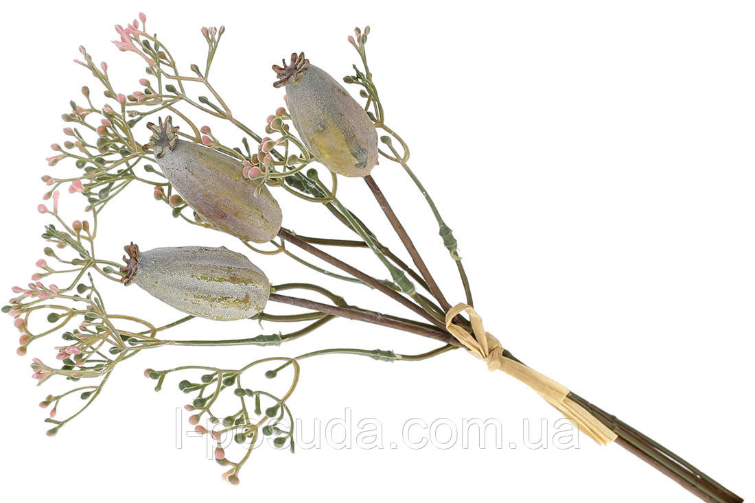 Декоративний букет маків 30 см для вази, фото 1