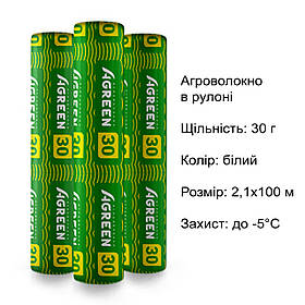 Агроволокно Agreen в рулоні, щільність 30, біле, 2,1х100 м