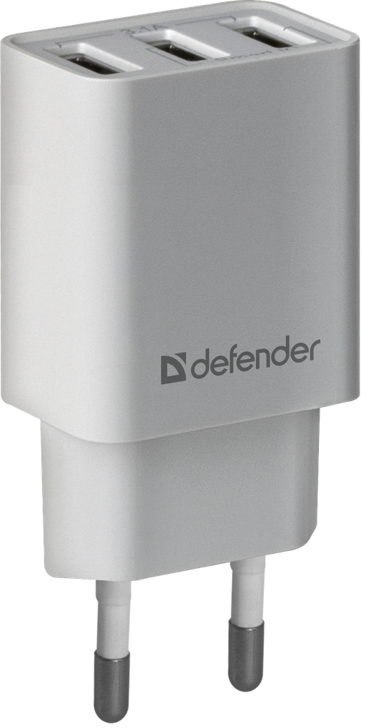 Мережевий зарядний пристрій Defender UPA-31 White, 3xUSB, 5V / 3.1A (83587)