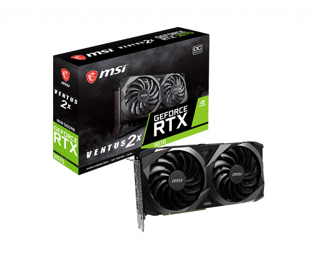 Видеокарта GF RTX 3070 8GB GDDR6 Ventus 2X OC MSI (GeForce RTX 3070 VENTUS 2X 8G OC LHR) - фото 1 - id-p1564089466