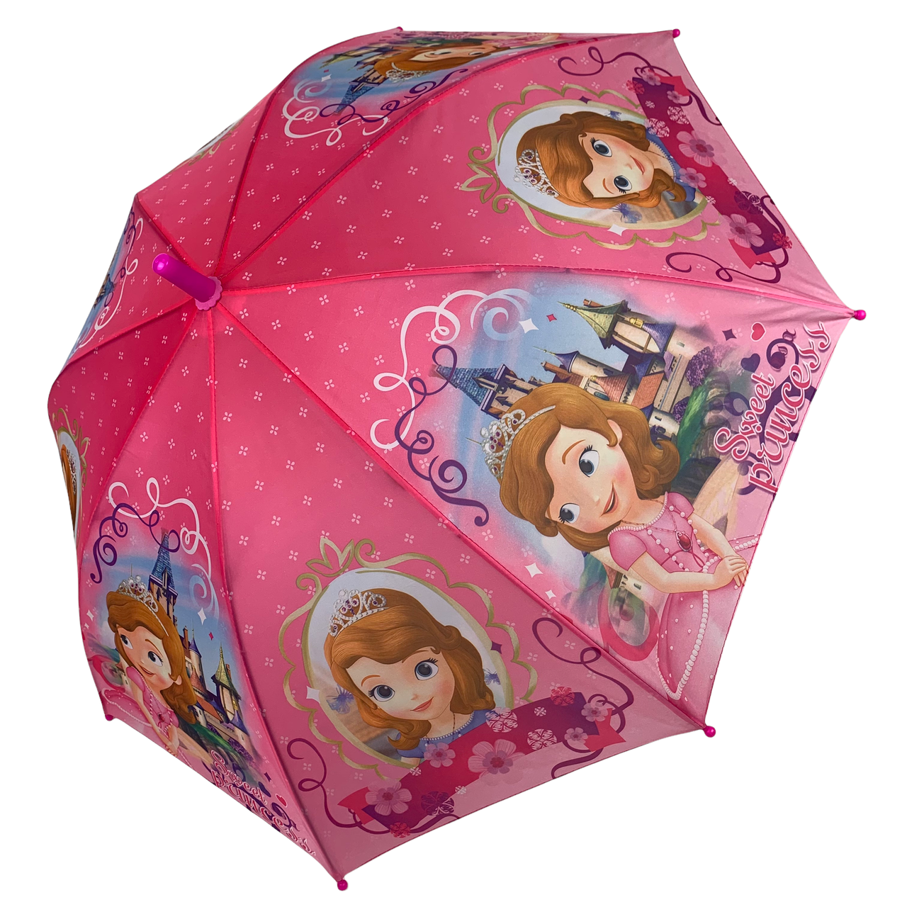 Дитяча парасоля-тростина з принцесами, напівавтомат від Paolo Rossi, рожевий, 0031-1