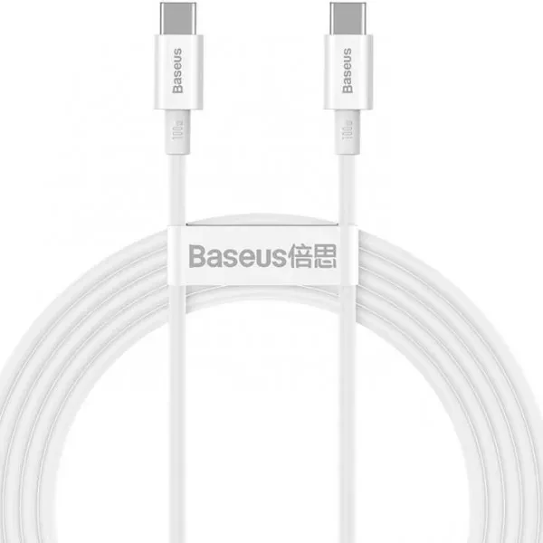 Дата-кабель Baseus CATYS-C02 2m USB Type C (тато) - USB Type C (тато) White, фото 1