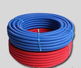 Защитная труба гофрированная ( красная /синяя) внутренний диаметр 18 мм