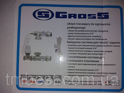 Змішувальна система для теплої підлоги GROSS з кутовим клапаном, фото 3