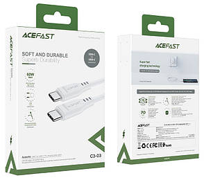 Кабель для зарядки телефона/ смартфона ACEFAST C3-03 Type-C - Type-C 3 А 1.2 м Білий, фото 4