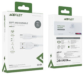 Кабель для зарядки телефона/ смартфона ACEFAST C3-09 USB - Micro USB 2.4 A 1.2 м Білий, фото 4