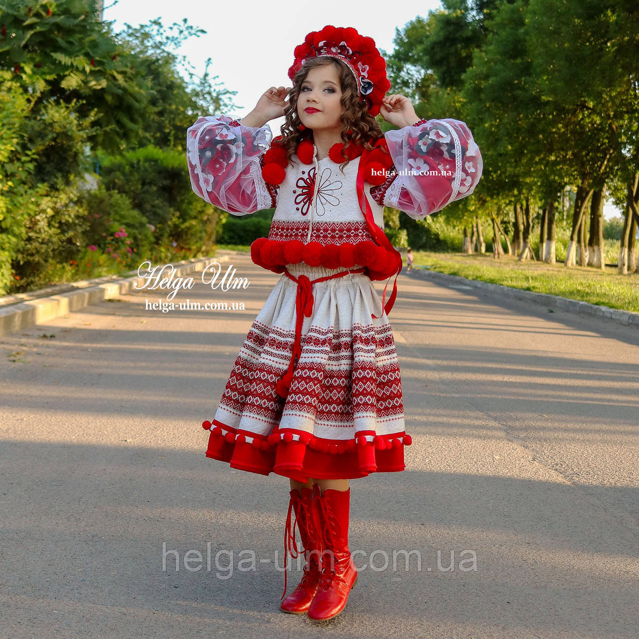 Національний костюм для дівчинки "МарциПані" (літо) черв. 134, фото 1