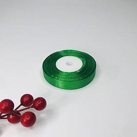 Стрічка атласна, 1,2 см, зелена, 23 м — рулон