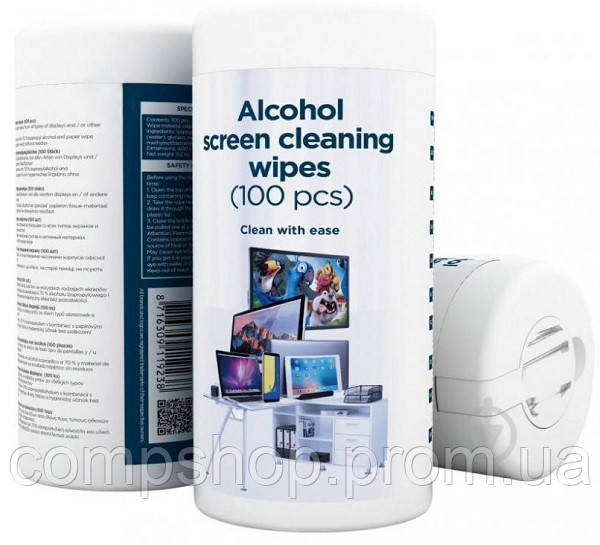 Серветки для чистки TFT/LCD Gembird CK-AWW100-01 спиртові (туба 100шт) (код 123239), фото 1