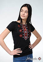 Модна жіноча вишиванка з класичної вишивкою з коротким рукавом «Карпатський орнамент (червона вишивка)» S, фото 2