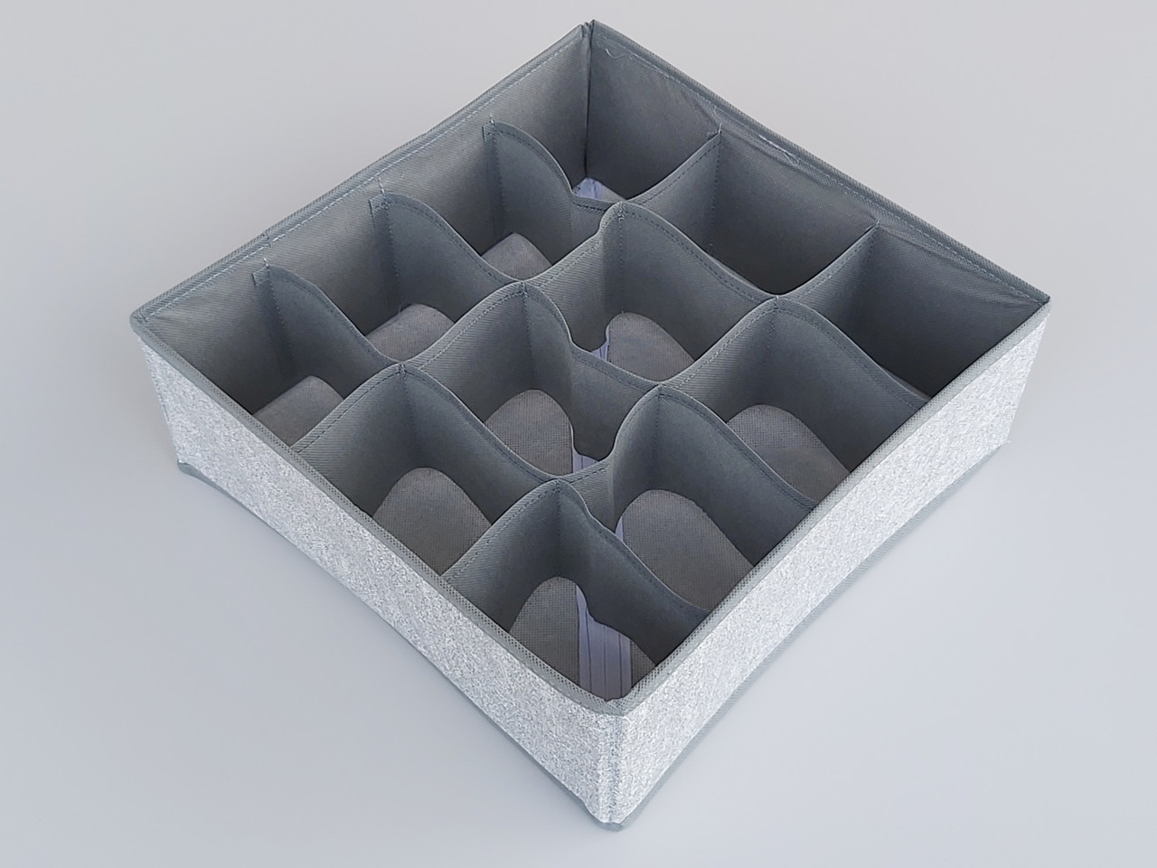 Органайзер SL12 для зберігання дрібних предметів одягу сірого кольору, розмір 32*32*12 см, на 12 відділень., фото 1