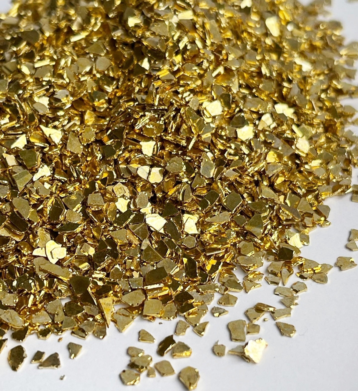 Скляна крихта забарвлений металік глянець колір "Золото" для декору смоли, фракція 3-5 мм, 20 г