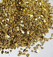 Скляна крихта забарвлений металік глянець колір "Золото" для декору смоли, фракція 3-5 мм, 20 г