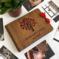 Дерев'яний фотоальбом з паперовими сторінками на подарунок до дня закоханих | Подарунок дівчині, дружині, фото 2