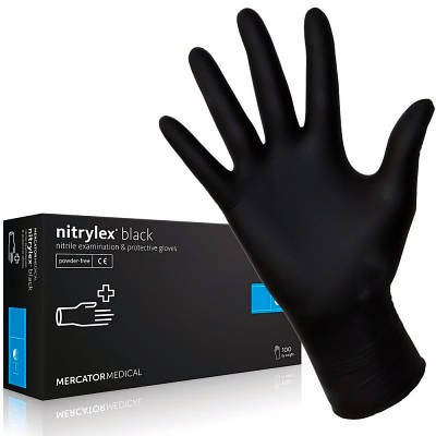 Рукавиці медичні "Nitrylex" black M 50пар, чорні