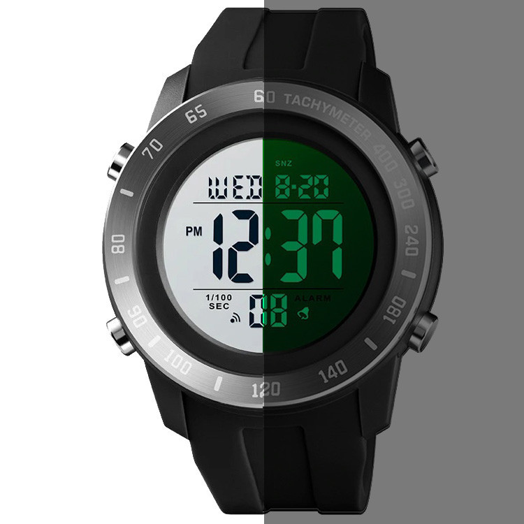 Мужские спортивные наручные часы Skmei 1524 (Черные с белым) - фото 3 - id-p1564439010