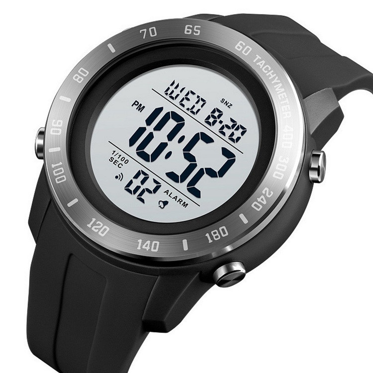 Мужские спортивные наручные часы Skmei 1524 (Черные с белым) - фото 2 - id-p1564439010