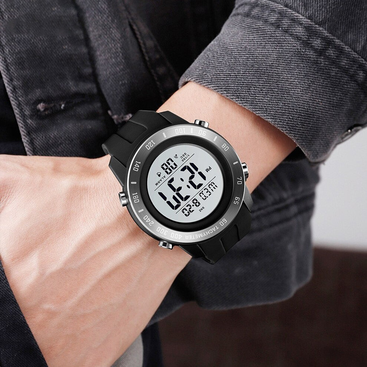 Мужские спортивные наручные часы Skmei 1524 (Черные с белым) - фото 7 - id-p1564439010