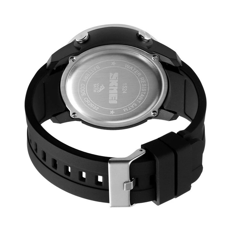 Мужские спортивные наручные часы Skmei 1524 (Черные с белым) - фото 6 - id-p1564439010