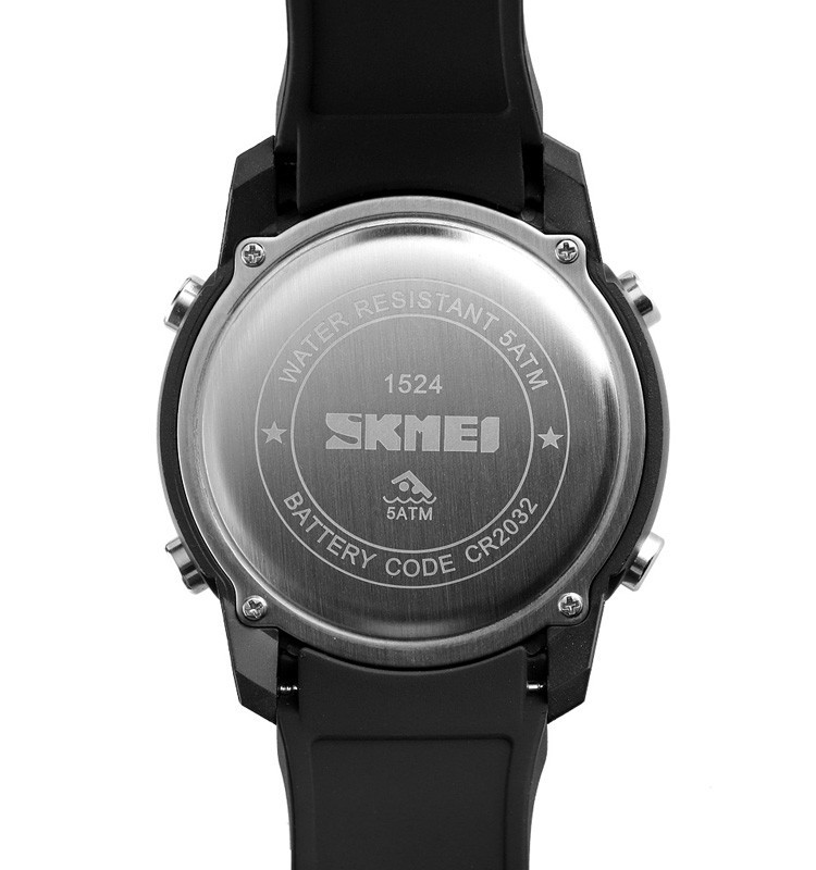 Мужские спортивные наручные часы Skmei 1524 (Черные с белым) - фото 4 - id-p1564439010