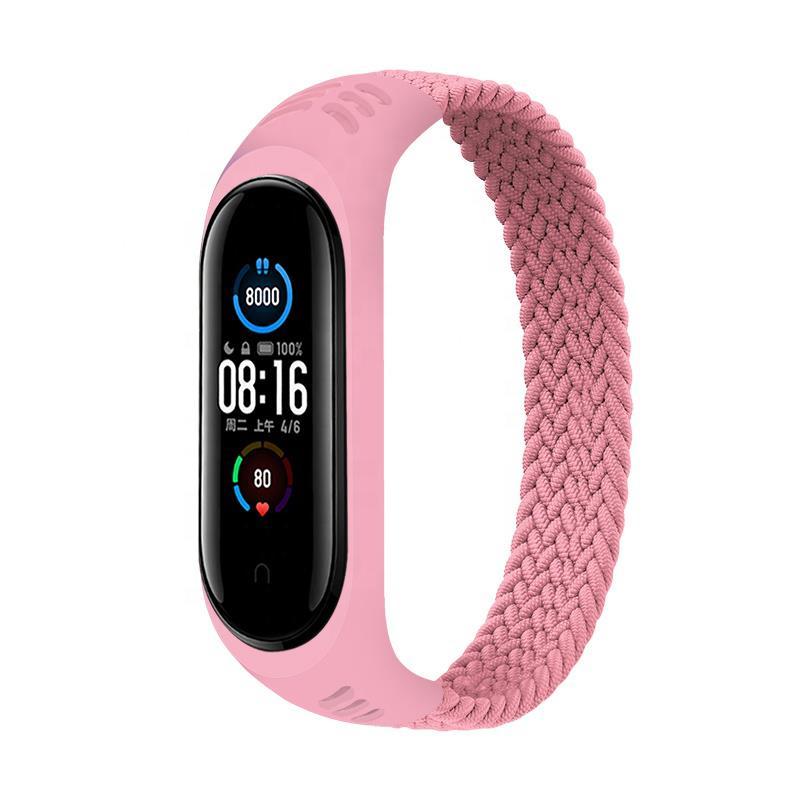 Ремешок Nylon BeCover Elastic Style для Xiaomi Mi Band 5 6 Size S Pink (706141)