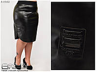 Женская кожанная юбка большого размера, черная . Юбки женские с эко кожи р- 50-64