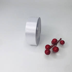 Стрічка атласна, 2,5 см, біла, 23 м - рулон