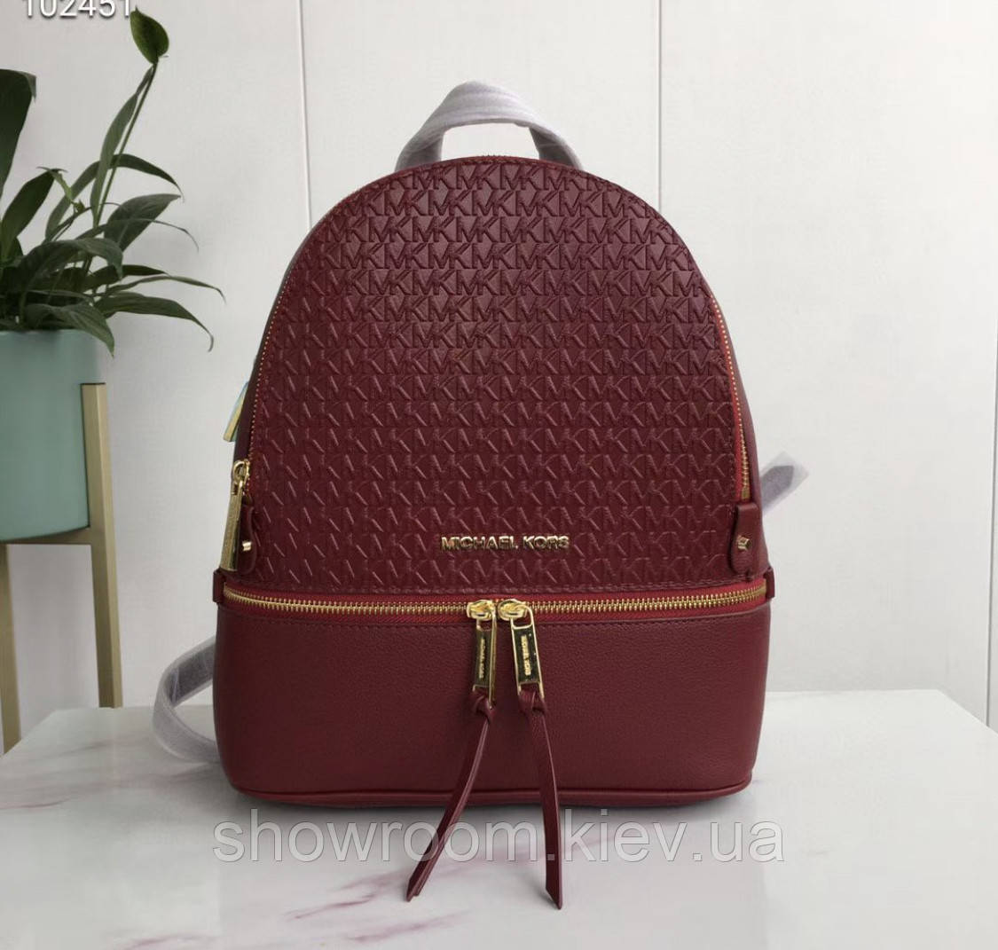 Жіночий шкіряний рюкзак Michael Kors Rhea Zip G Bordeaux Lux