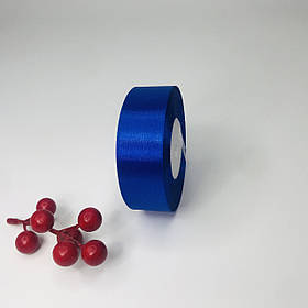 Стрічка атласна, 2,5 см, синя(електрик), 23 м - рулон