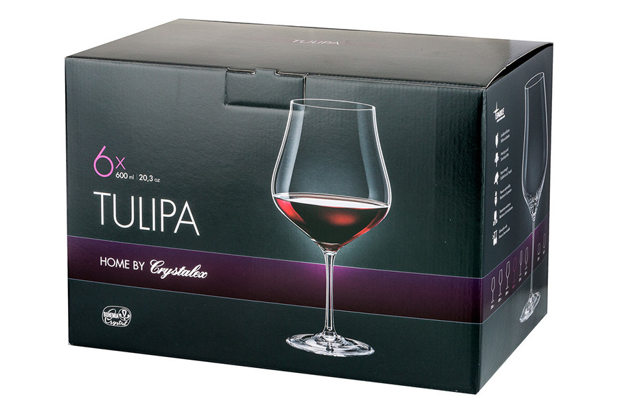 Келихи Bohemia Tulipa 600мл для вина 6шт