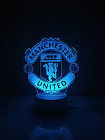 Манчестер Юнайтед Світильник-нічник 16 кольорів + ПУЛЬТ Підставка Чорна